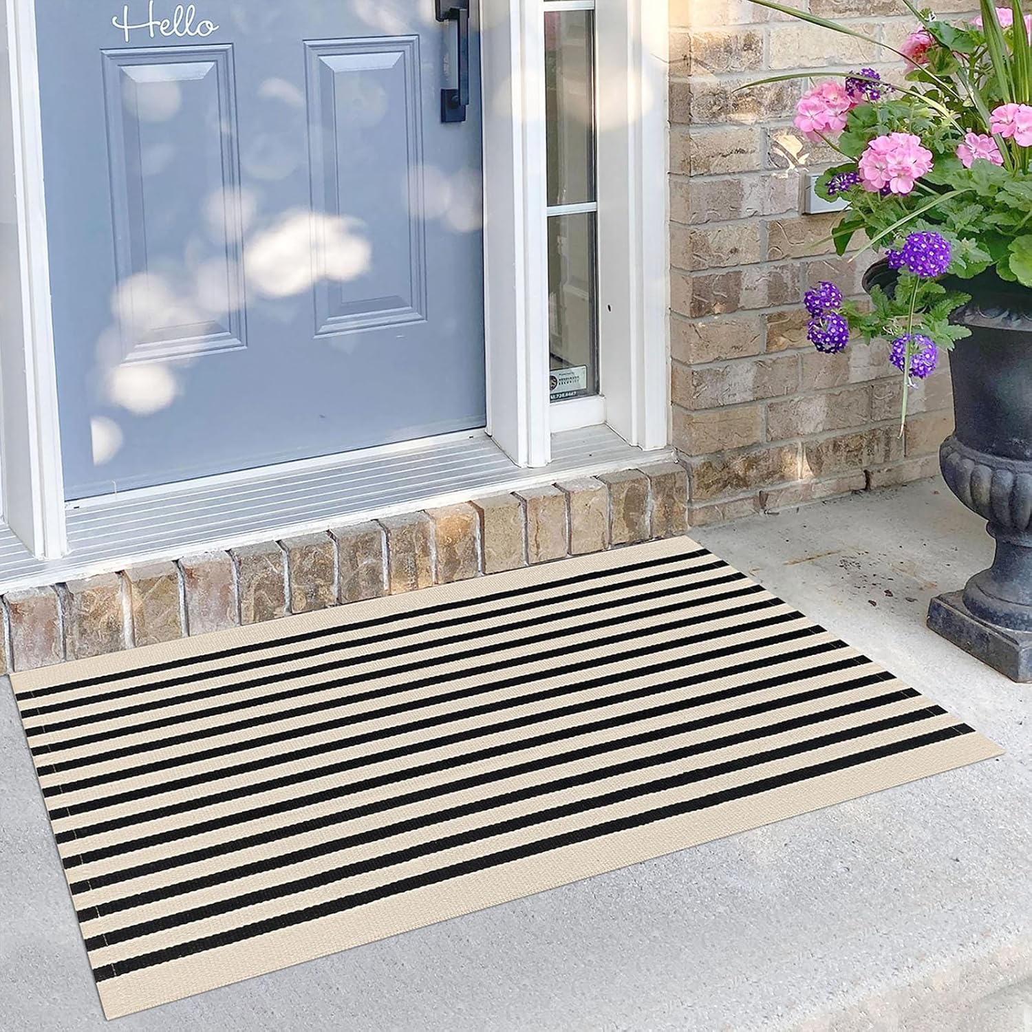 KILOCOCO Rug Set (27.5'x43' Outdoor Rug & 18''x30'' Door Mat), Handmade, Low Pile, Fade Resistant, Machine Washable
