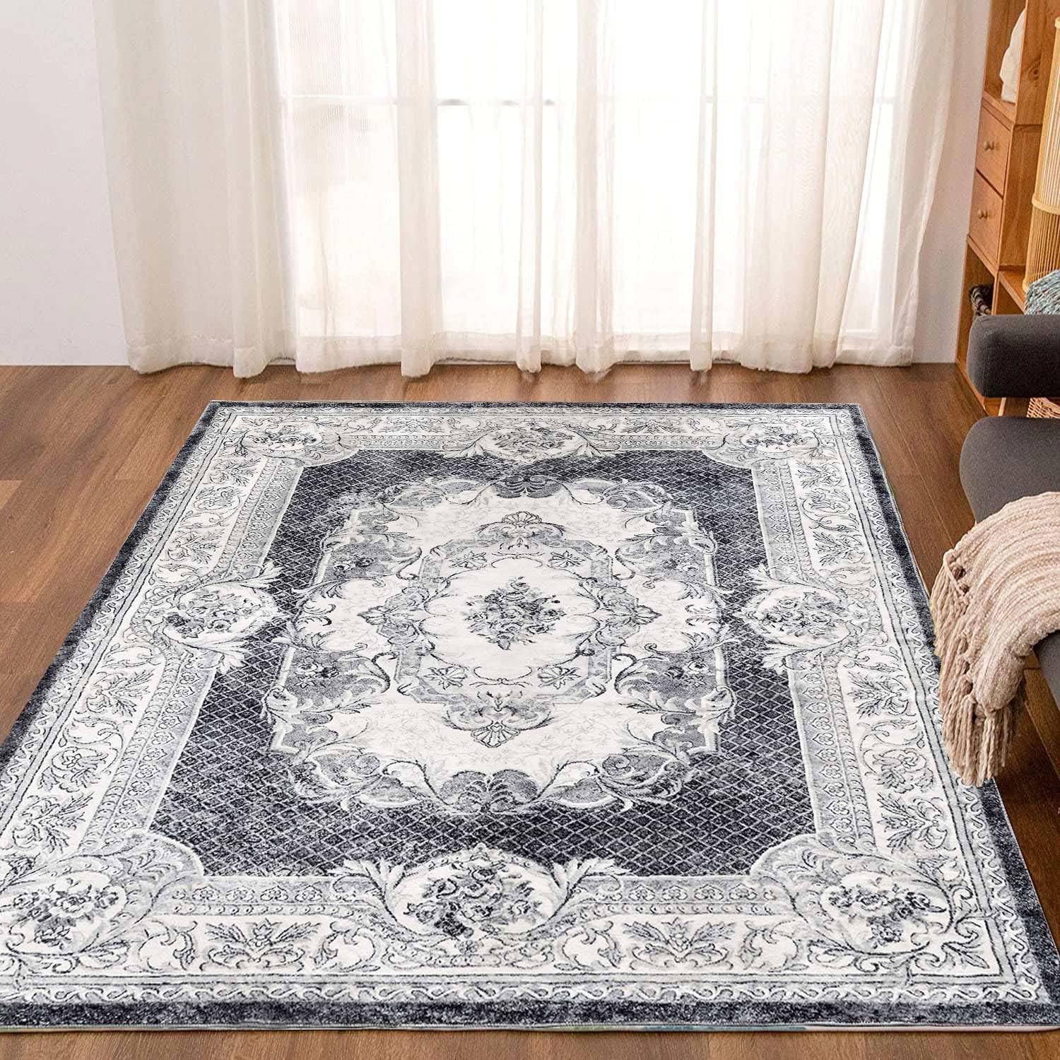 Tinyboy-hbq Tappeti Salotto Moderno Soggiorno Tappeto Morbido Tappeti Moderni Soggiorno a Pelo Corto per Tappeto Sala Camera da Letto (Grigio bianco, 120 * 160cm)