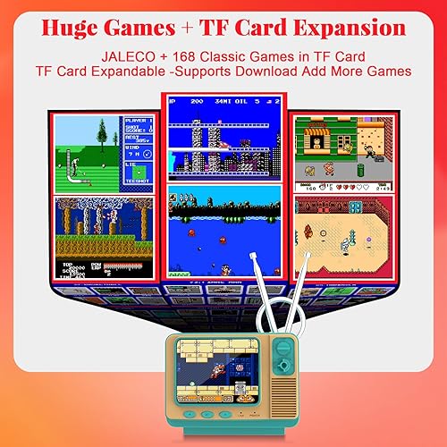 Vista 2 de Consola de juegos retro - 42 JALECO + 168 juegos clásicos, inalámbrico 2.4G de 2 jugadores, pantalla IPS de 3.0 pulgadas, expansión de tarjeta TF