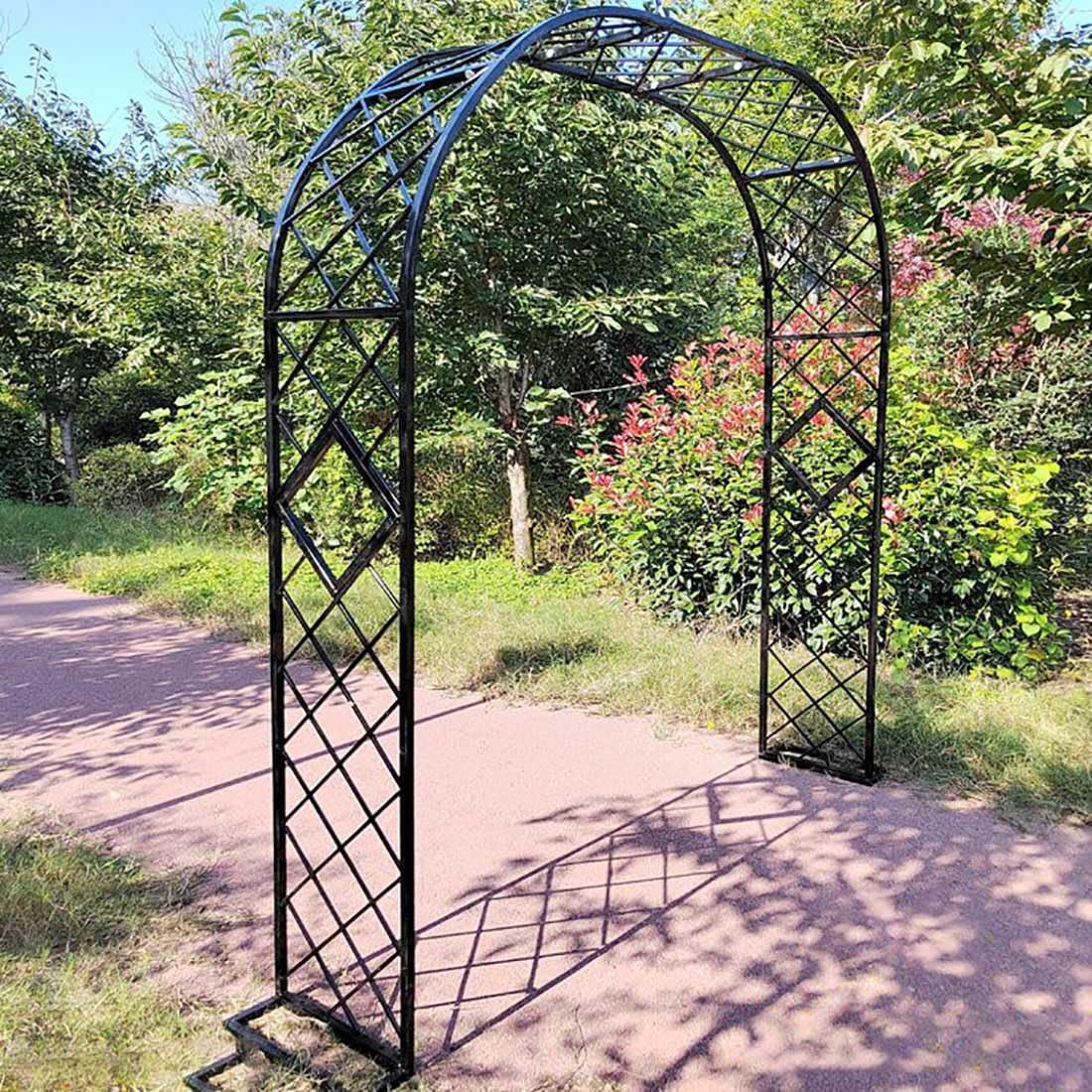 Metalowy łuk altanowy do roślin pnących, czarna pergola, na wesela i dekoracje na zewnątrz, dostępna w rozmiarach szer. 1,4/1,8/2,2/2,6/3 m (szer. 220 x wys. 230 cm)