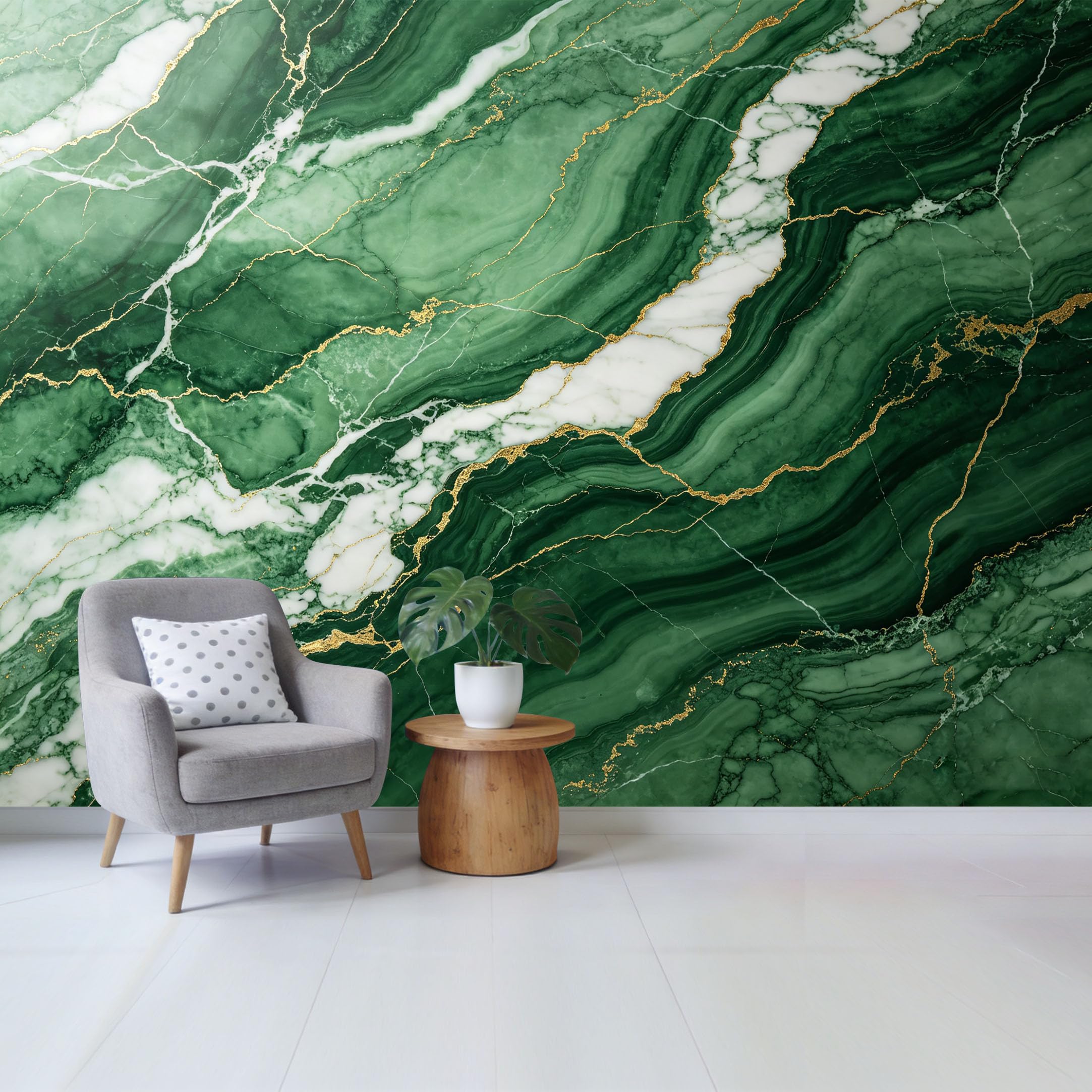 Custom Size Wall Mural Luxury Emerald Green Marble Texture Golden Vein Abstract Art SelfAdhesive Wall Fabric Removable Wallpaper for Home Office Decor