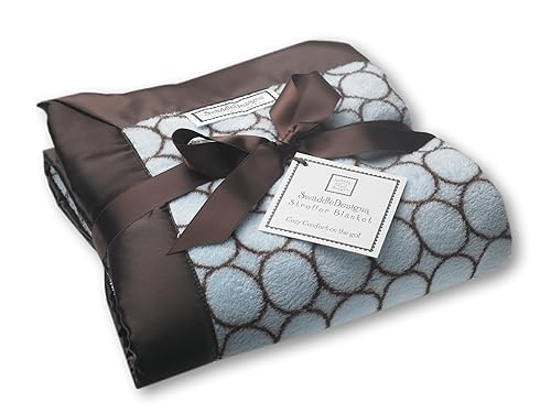 Miniatura 6 de SwaddleDesigns Manta para cochecito, acogedora manta de felpa para bebéniño pequeño, 30 x 40 pulgadas, Forever Diamonds con ribete de satén azul,