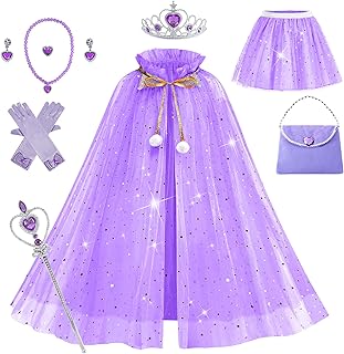 Princess Cape Set for Little Girl, 11PCS Princess Dress Up Clothes Cape Clock with Skirt for Girl 3-8 Birthday Gift - Buy now
