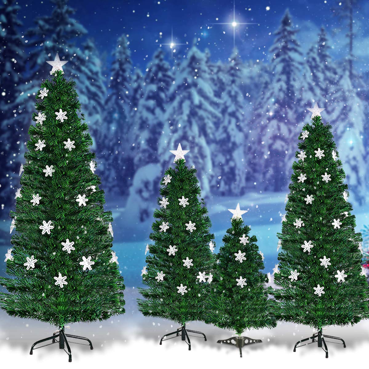 DREAMADE Albero di Natale, Artificiale Illuminato, Albero folto di Natale in PVC con Luce LED, Diverse Altezze (120CM)