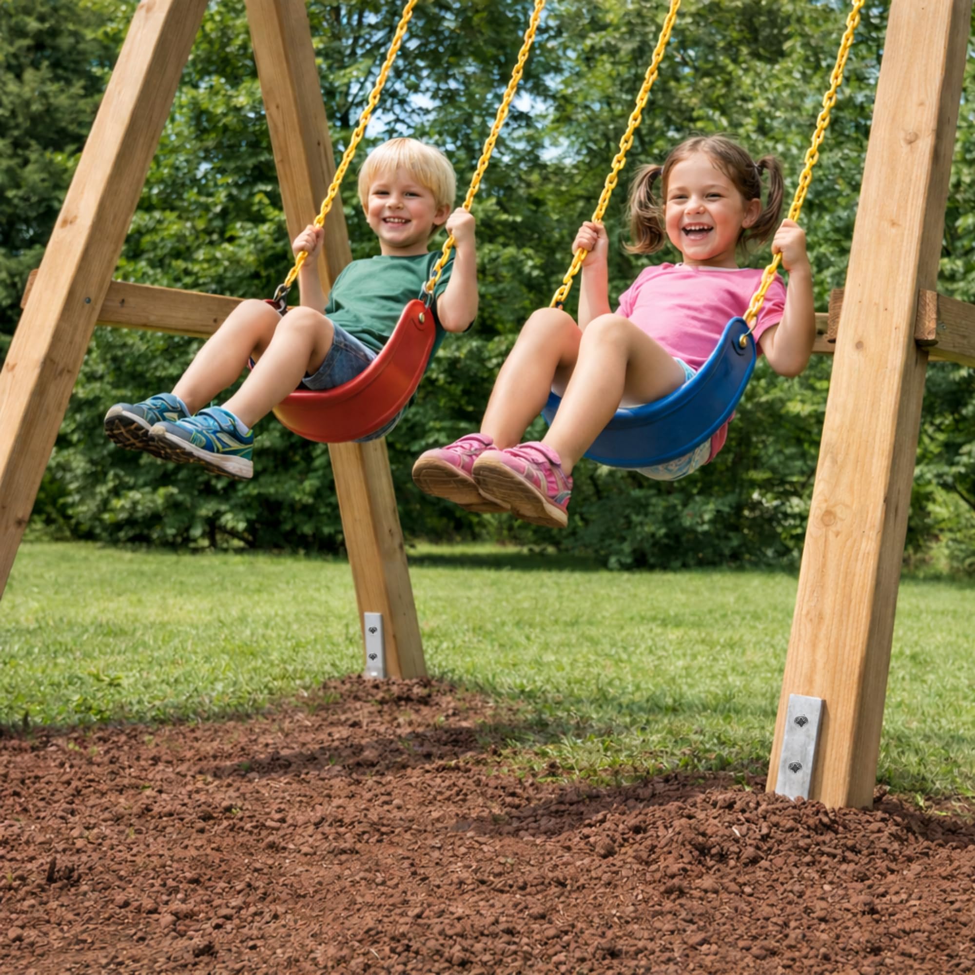 Set di 4 Ancoraggi a Terra per Altalena - 4 Ancoraggi Terreno 44,5 cm Acciaio Zincato con Viti – Ancoraggio Altalena Giardino, Torre Giochi, Casetta Bambini, Struttura Legno