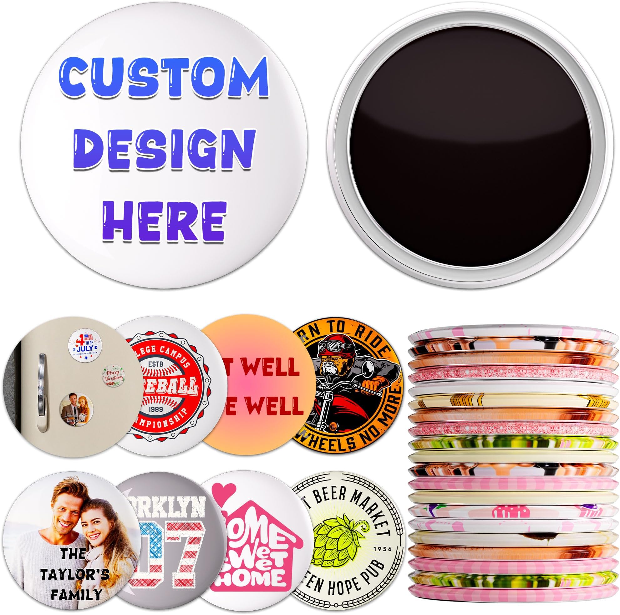 10-100 PCS Custom Fridge Magnet, Personalized Magnets for Fridge with Photo/Logo/Text,Customizable Fridge Magnets for Party Wedding Favors, Home Decor, Office, Promotion