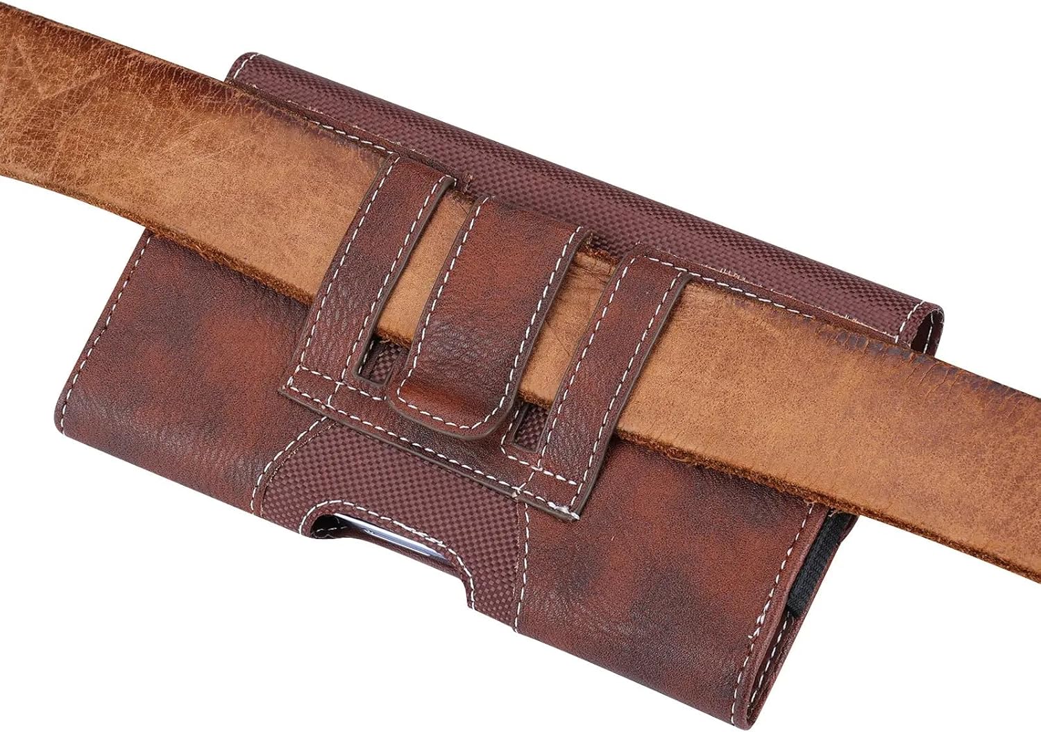 Brown Horizontal Leather Belt Loop Case is Compatible...