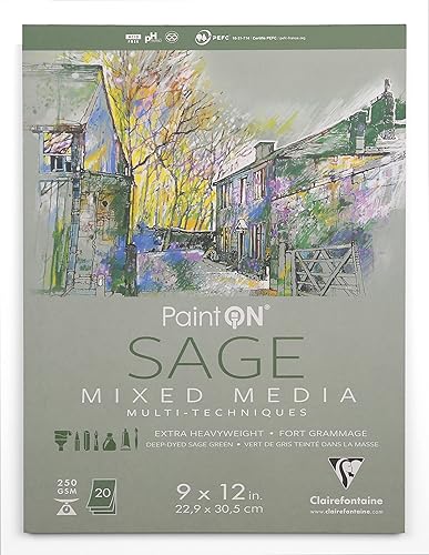 Miniatura 8 de Clairefontaine - Ref 975480C - Paint'ON - Bloc blanco pegado (20 hojas) - 6.0 x 8.0 in (6 x 8 pulgadas), papel pesado de 8.82 ozm, sin ácidos