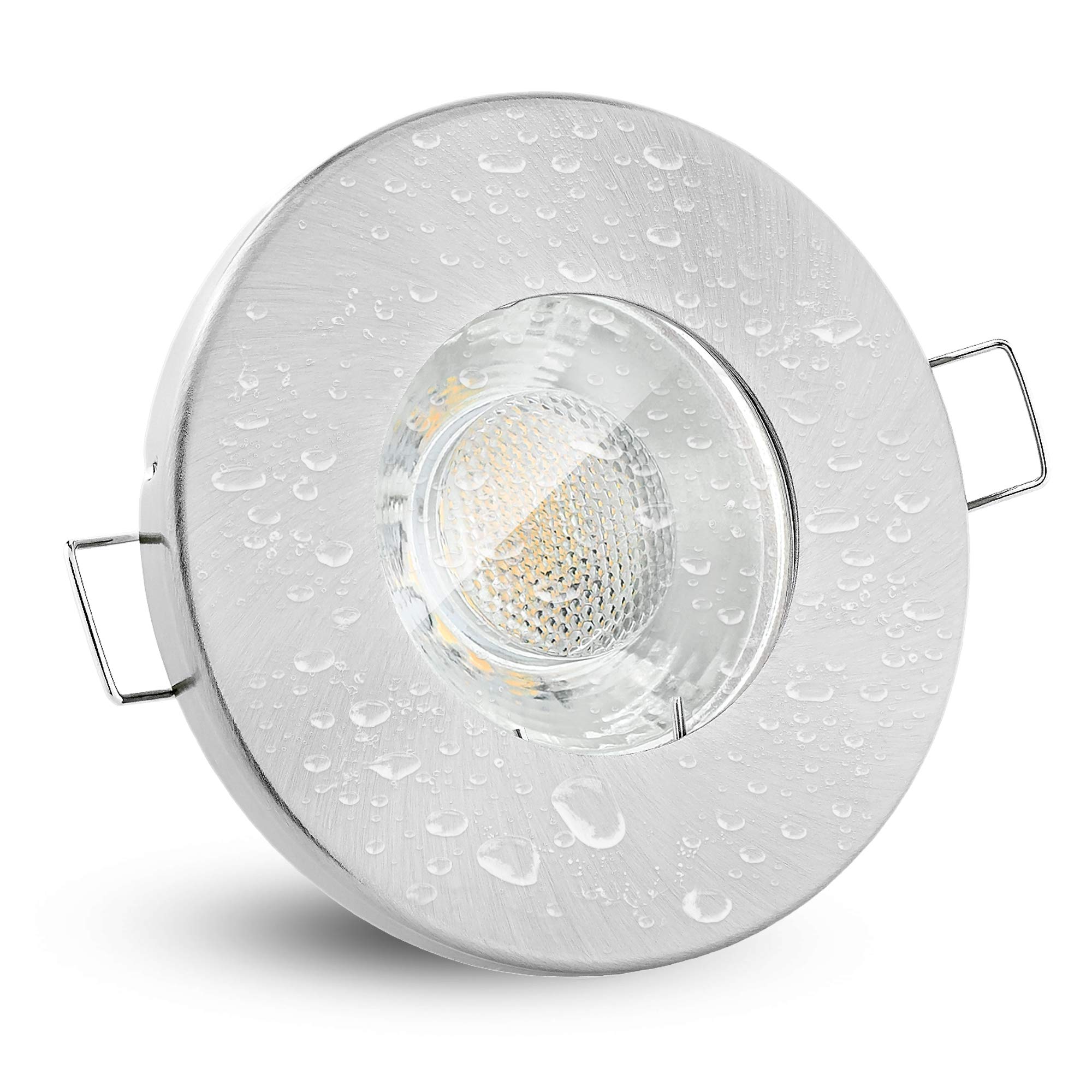 linovum 10x Einbaustrahler Set 2W flach IP65 mit Wasserschutz für Bad, Dusche oder Außen inkl. GU10 LED Lampe warmweiß 2700K