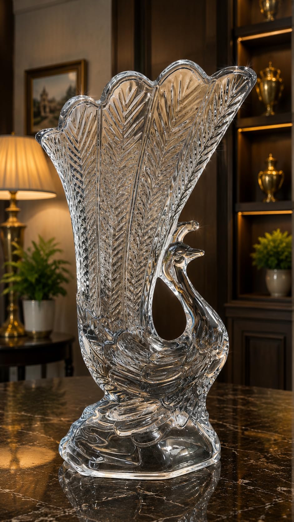 Crystal Swan Flower Vase | Transparent Decorative Glass Vase for Fresh & Artificial Flowers | Elegant Center Table Showpiece for Home, Office, Living Room & Wedding Décor (Clear, 1 Pc)-image-29