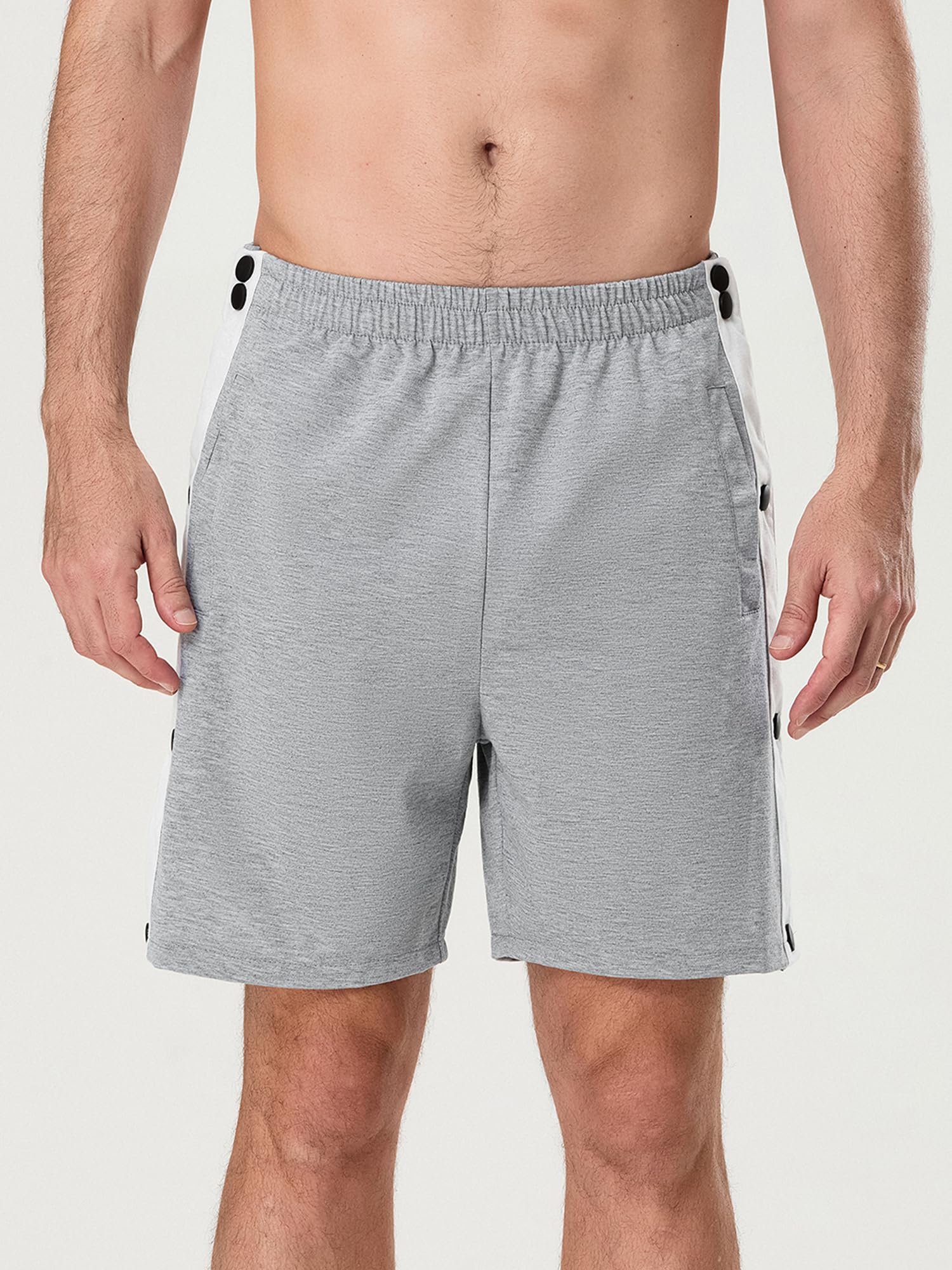 Sexy Outfit Pantaloncini Sportivi da Uomo a Strappo Chiusura con Bottoni Automatici Laterali Vita Elastica Pantaloncini da Allenamento per Palestra per Recupero Post Intervento Chirurgico con Tasche