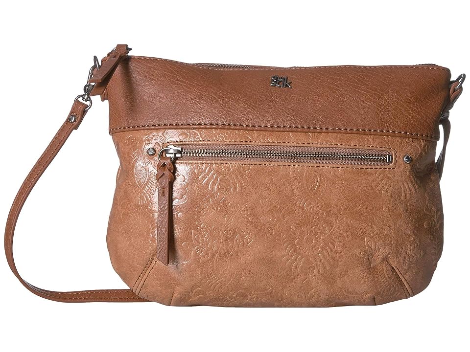 

The Sak Oleta Leather Clutch (Tobacco Floral Embossed) Cross Body Handbags, Brown