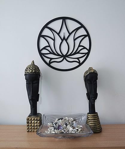 Miniatura 2 de dogalmasacom Arte de pared de metal de flor de loto, decoración de pared redonda de mandala de metal, arte de pared colgante para yoga, zen y
