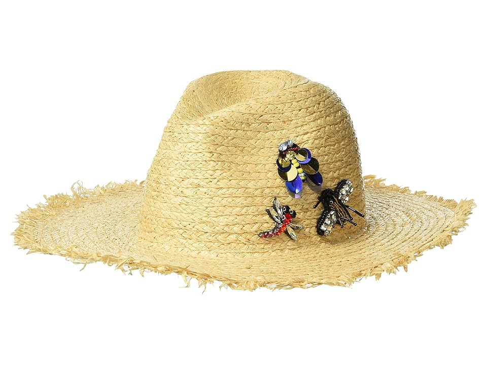 

Steve Madden Raffia Fedora with Bug Trims (Natural) Fedora Hats