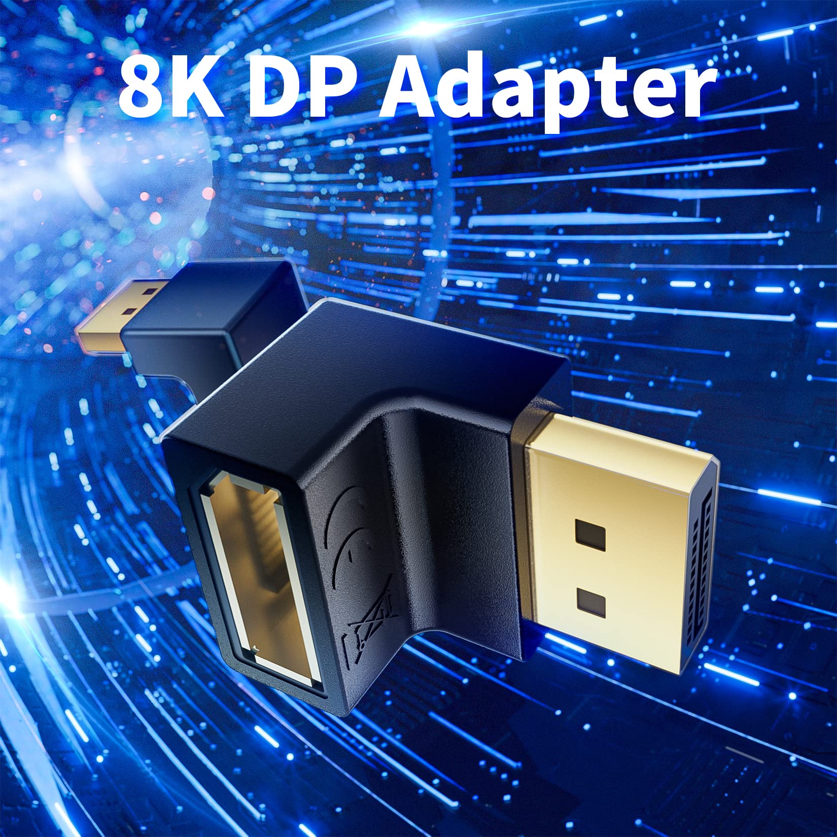 8K DisplayPort 1.4 Adattatore Ad Angolo Retto DisplayPort Maschio A Femmina Connettori Verticali Convertitore Extender 8K @ 60Hz