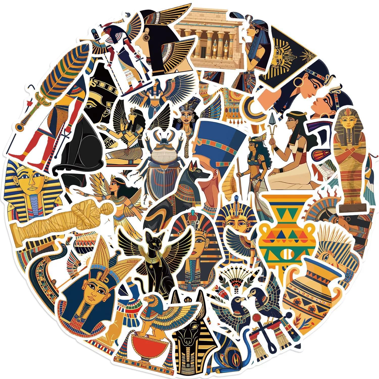 Lot 50 Autocollants Égypte Mignons – Stickers Égyptiens Imperméables Pour Voiture, Ordinateur, Skate, Bouteille, Enfants & Adultes