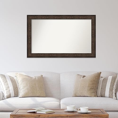 Miniatura 4 de Amanti Art Espejo de baño de bronce para sobre el fregadero, 30 x 48 pulgadas, espejo rectangular de bronce Ridge de bronce de gran tamaño, marco de