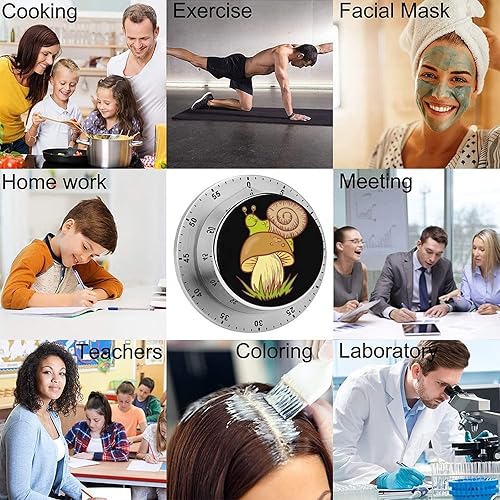 Miniatura 5 de Temporizador visual de cuenta regresiva de 60 minutos con hongo y caracol con herramienta magnética de gestión del tiempo de atrás para tiempos de