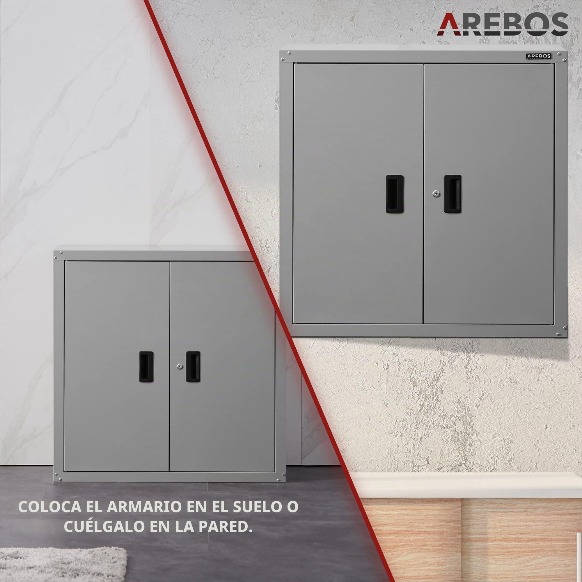Arebos Armario de Oficina y Almacenamiento | 2 Estantes de Altura Ajustable | 180 x 90 x 40 cm