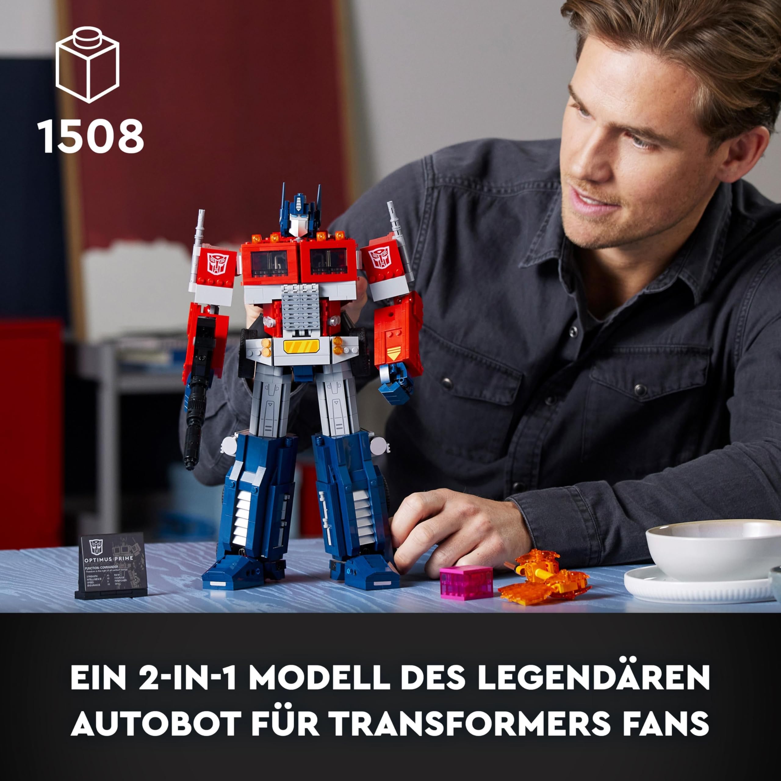 LEGO 10302 Icons Optimus Prime Set, 2in1 Roboter-Figur und LKW-Modell, Transformers-Spielzeug-Modellbausatz für Erwachsene, Geschenk zum Geburtstag oder Weihnachten für Männer, Frauen, Sie und Ihn