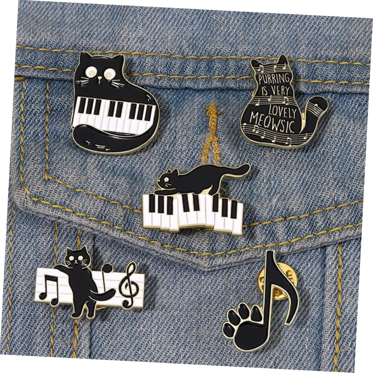 CALLARON Spilla Con Nota Musicale Di Gatto Bacheca Di Sughero Pin Di Smalto Tazze Di Gatto Spilla Natale Spilla Divertente Spilla Animale Perno Smaltato Estetico Lega Black