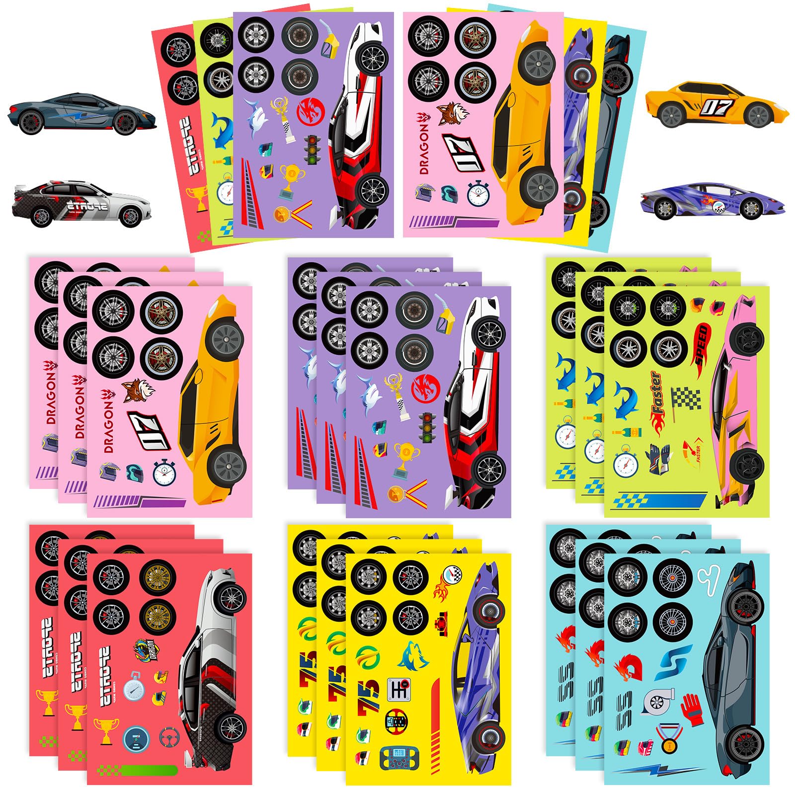 Buy 18 Sheets Make a Race Car Stickers Make Your Own Race Car Stickers