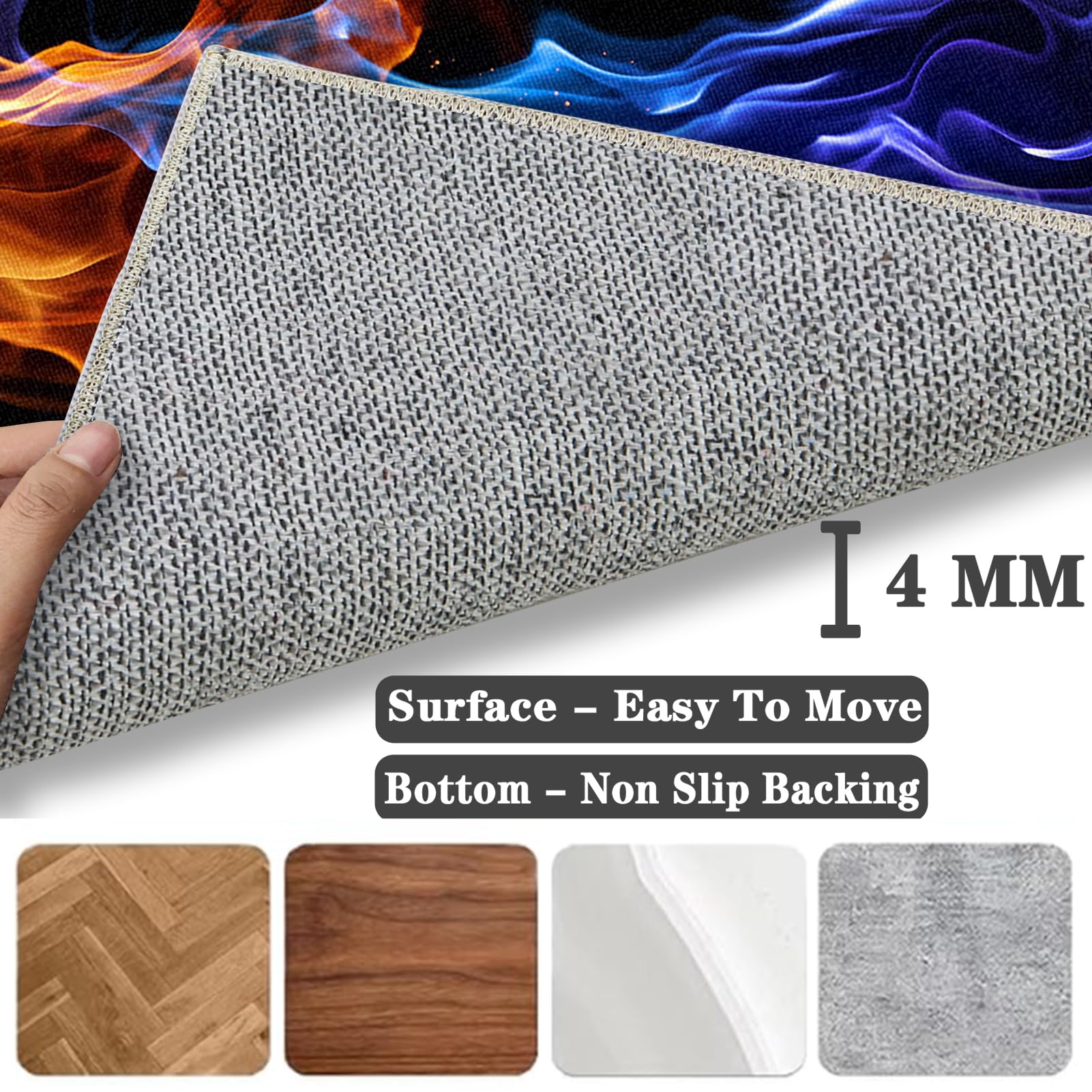 Tapis de Chaise Gaming, Tapis Chaise de Bureau, Tapis de Protection pour Sols Durs, Tapis de Sol Bureau Tissu, Tapis Protège-Sol pour Chaise 120 x 150 cm, Tapis de Sol pour Bureau Plancher de Bois