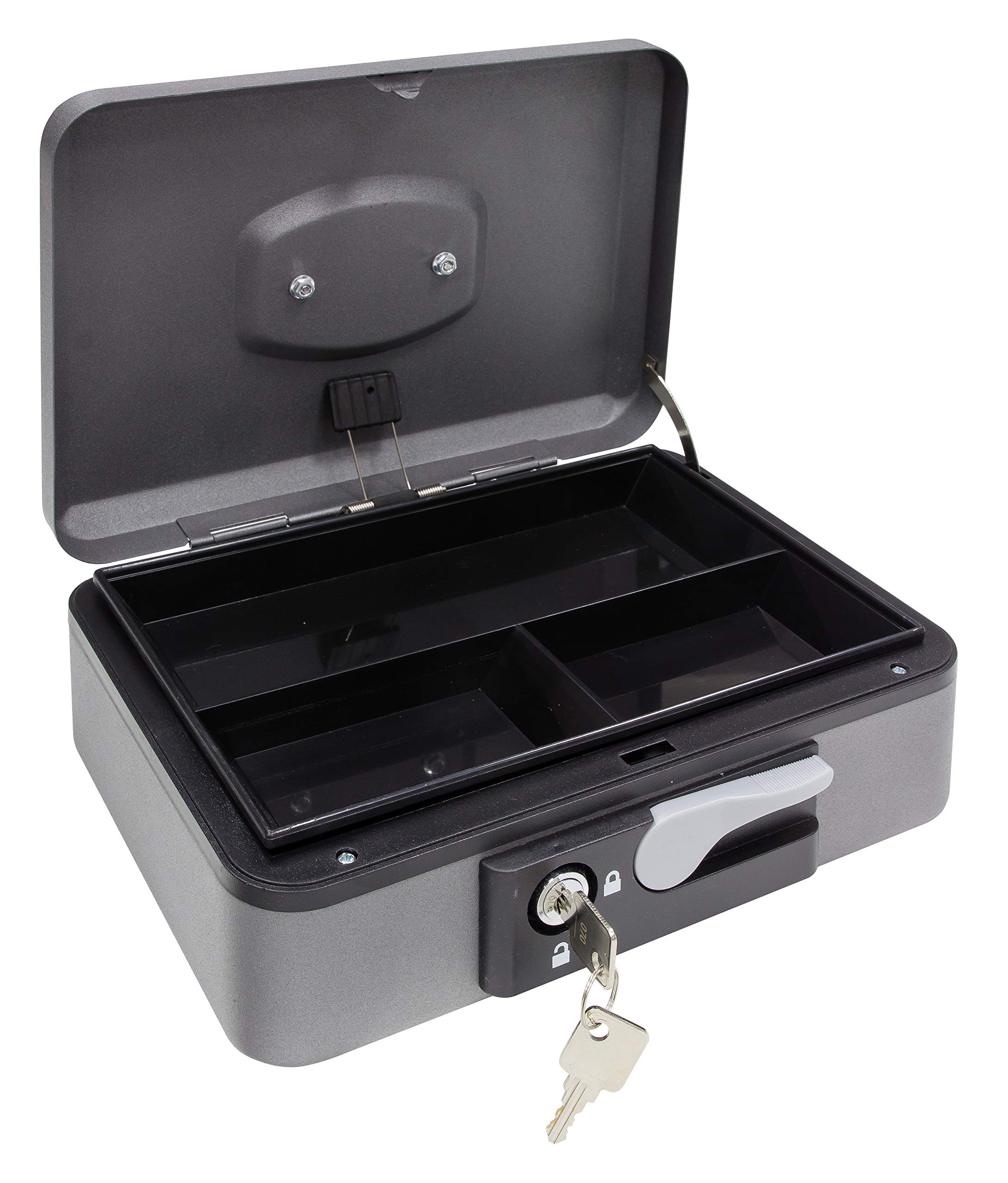 ARREGUI Popup C9736 Caisse à monnaie et billets à clé et bouton, acier, 25 cm, Gris graphite
