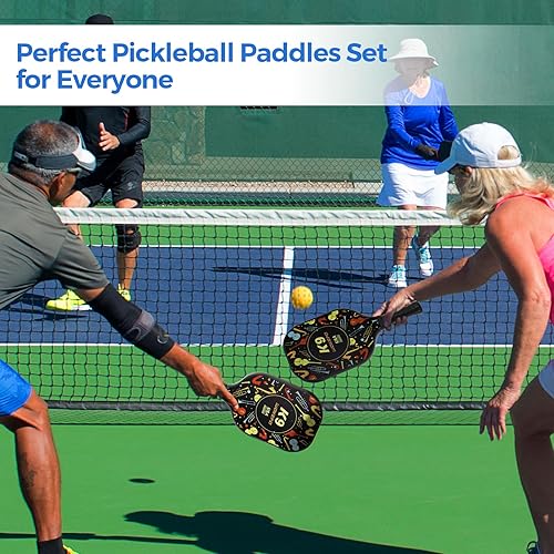Miniatura 8 de Palas de pickleball aprobadas por USAPA con superficie de fibra de vidrio con 2 paletas y 4 bolas, juego de paletas de pickleball para hombres y