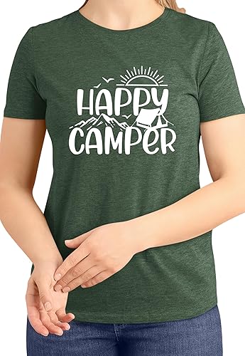Happy Camper T-Shirt Glamping Camping Hiking Shirt for Adults Nature Lover Gift Tee