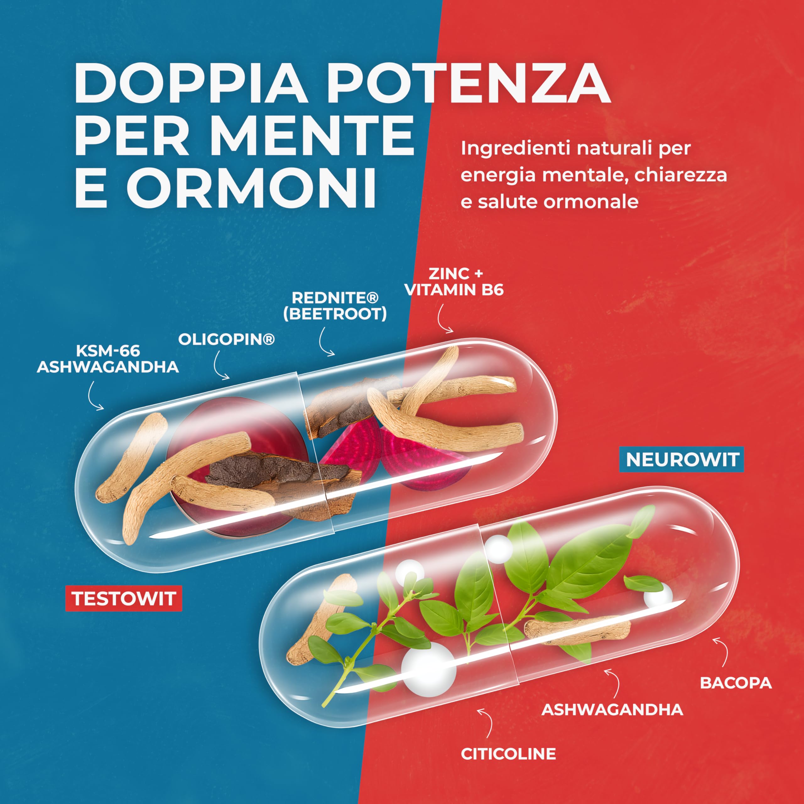 ORBIS NEUROWIT + TESTOWIT + RESET | Set Forza Totale Uomo | Supporto Cognitivo, Ormonale e Cardiaco Naturale | Con Bacopa, Ashwagandha, Curcuminoidi, Muira Puama e RedNite® | 330 Capsule