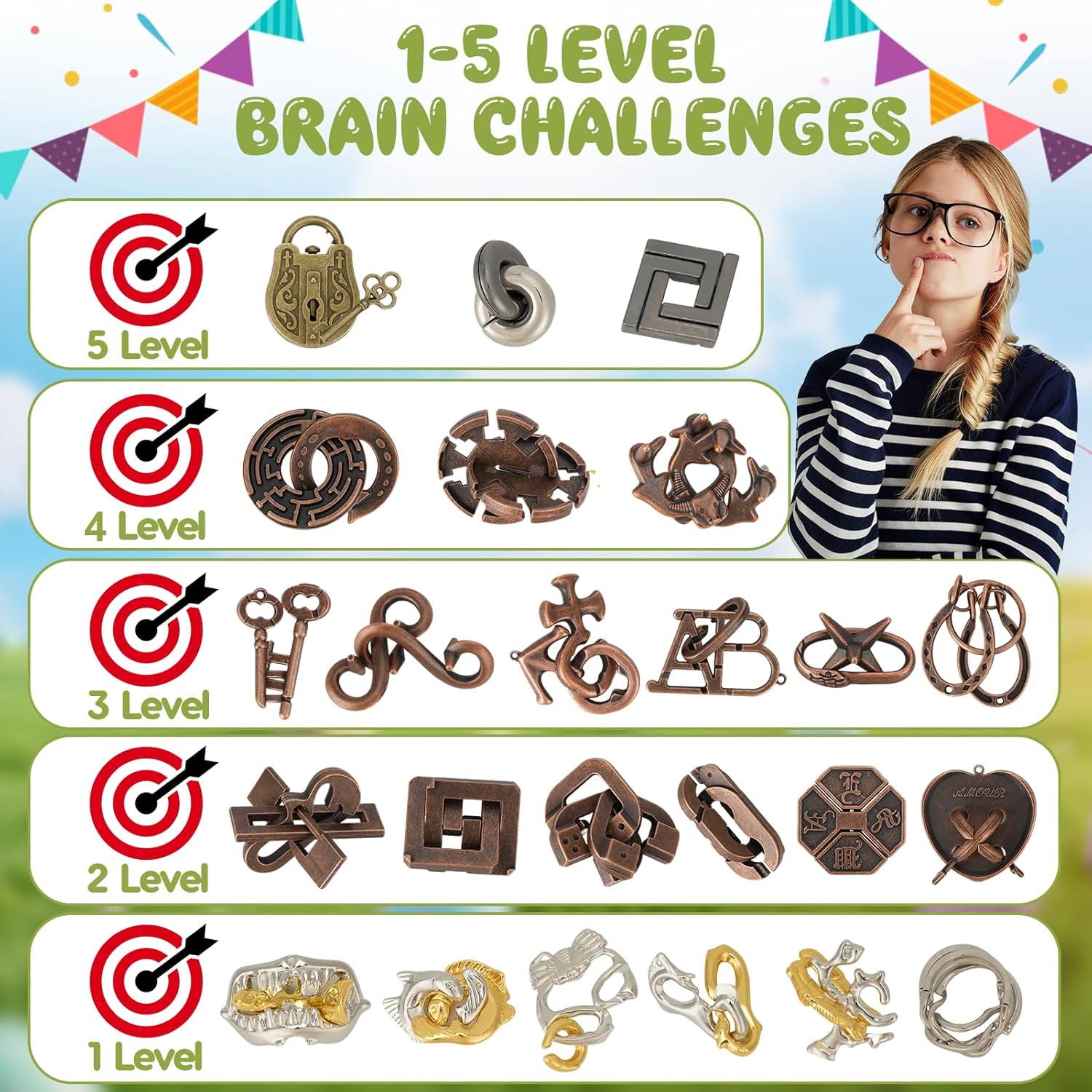 Mytothfy 24 Pcs Brain Teaser Puzzles for Adults Teens - Metal Puzzles 3D Puzzle Game Toys for Adults Teens - Unlock Interlocking Puzzle Adult IQ Education Smart Toys