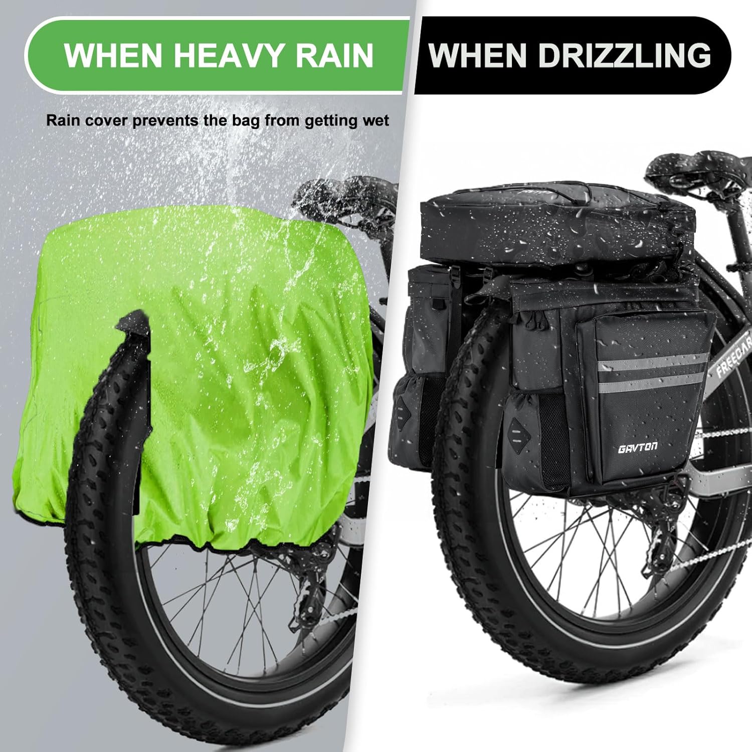 3-in-1 Waterproof Bike Pannier Bag Set 40L Detachable Bicycle Saddle Bag Backpack with Adjustable Shoulder Strap Heavy-Duty Polyester for Commuting Touring Cycling Accessories - Image 5