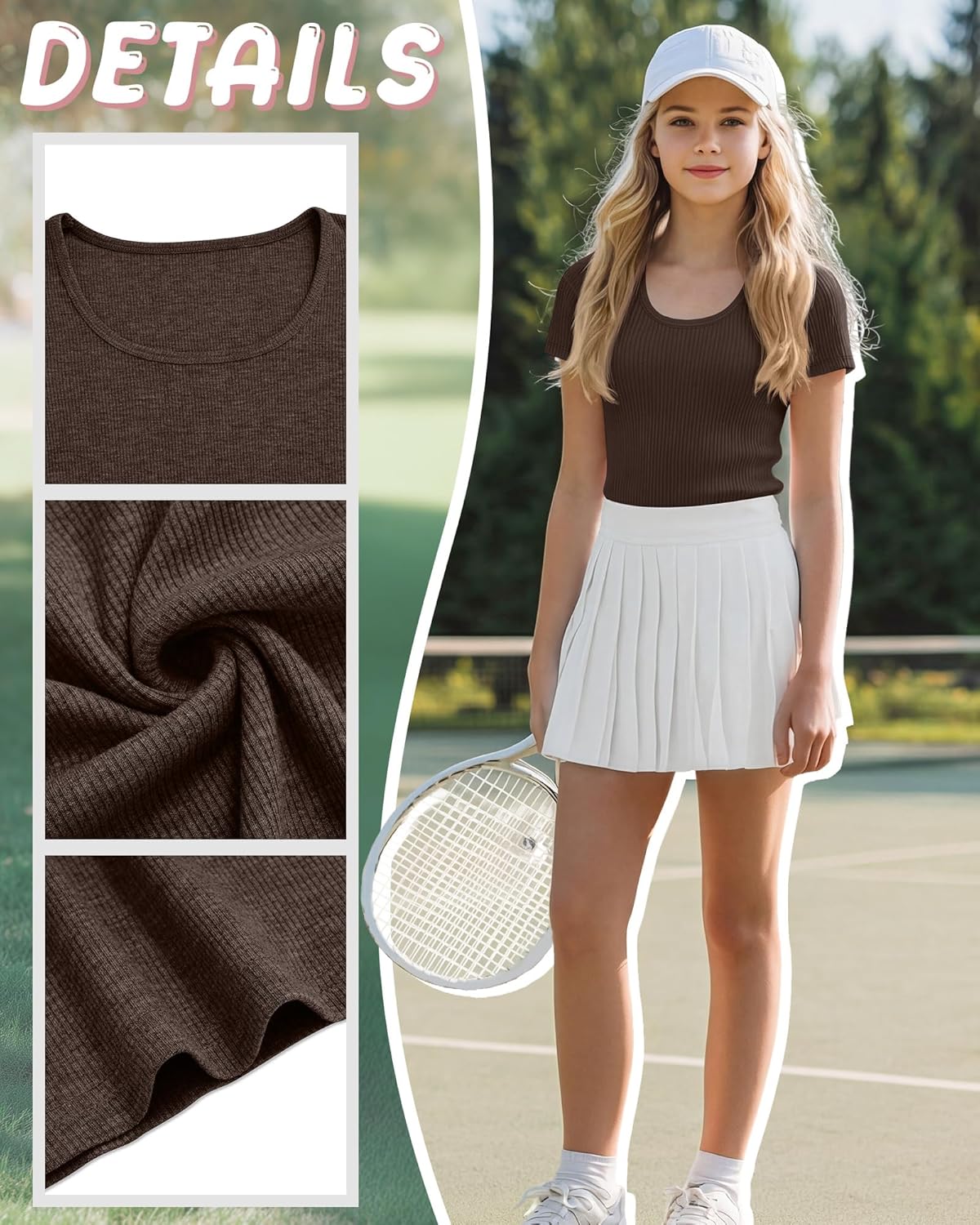 3 Pack Girls Short Sleeve Shirts Ribbed Knit Scoop Neck T-Shirts Kids Solid Tops Slim Fit Casual Tees 5-14 Years - Image 6