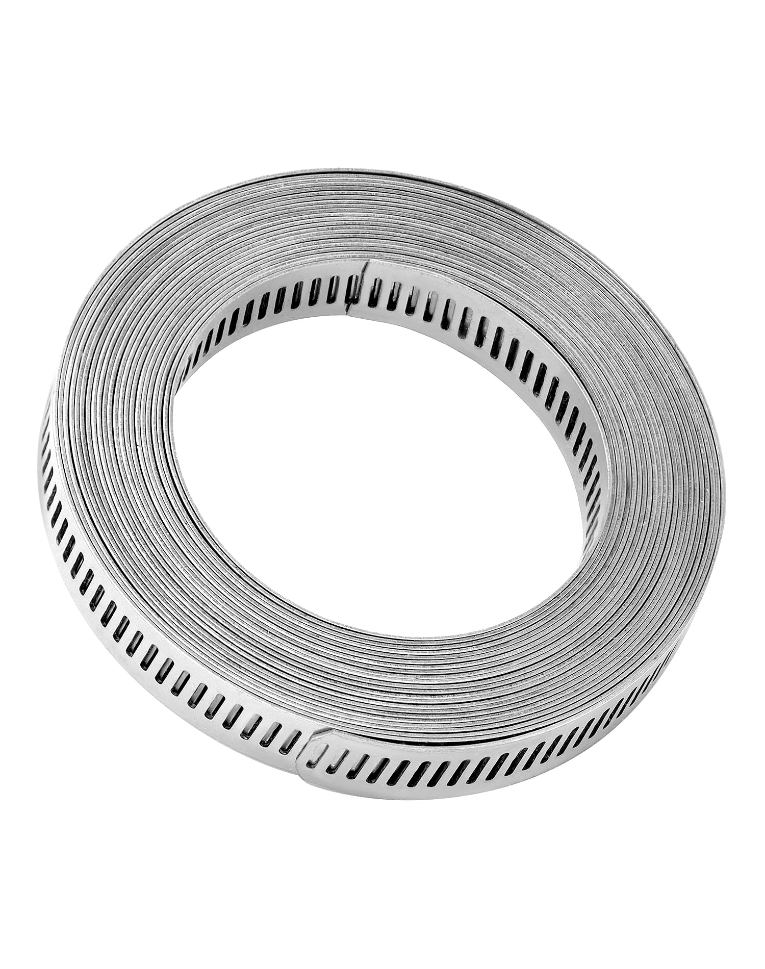 QWORK® 304 Stainless Steel Clips, Hoses Clamps 5m/16.4ft with 12 Fasteners for Tube and Fuel Line Pipe, Air Ducting - Image 2