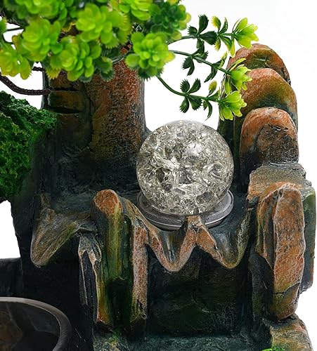 Miniatura 6 de Fuente de roca de mesa, fuente de rocalla LED, atomizador de cascada de Feng Shui, decoración de interiores, paisaje para el hogar, oficina,