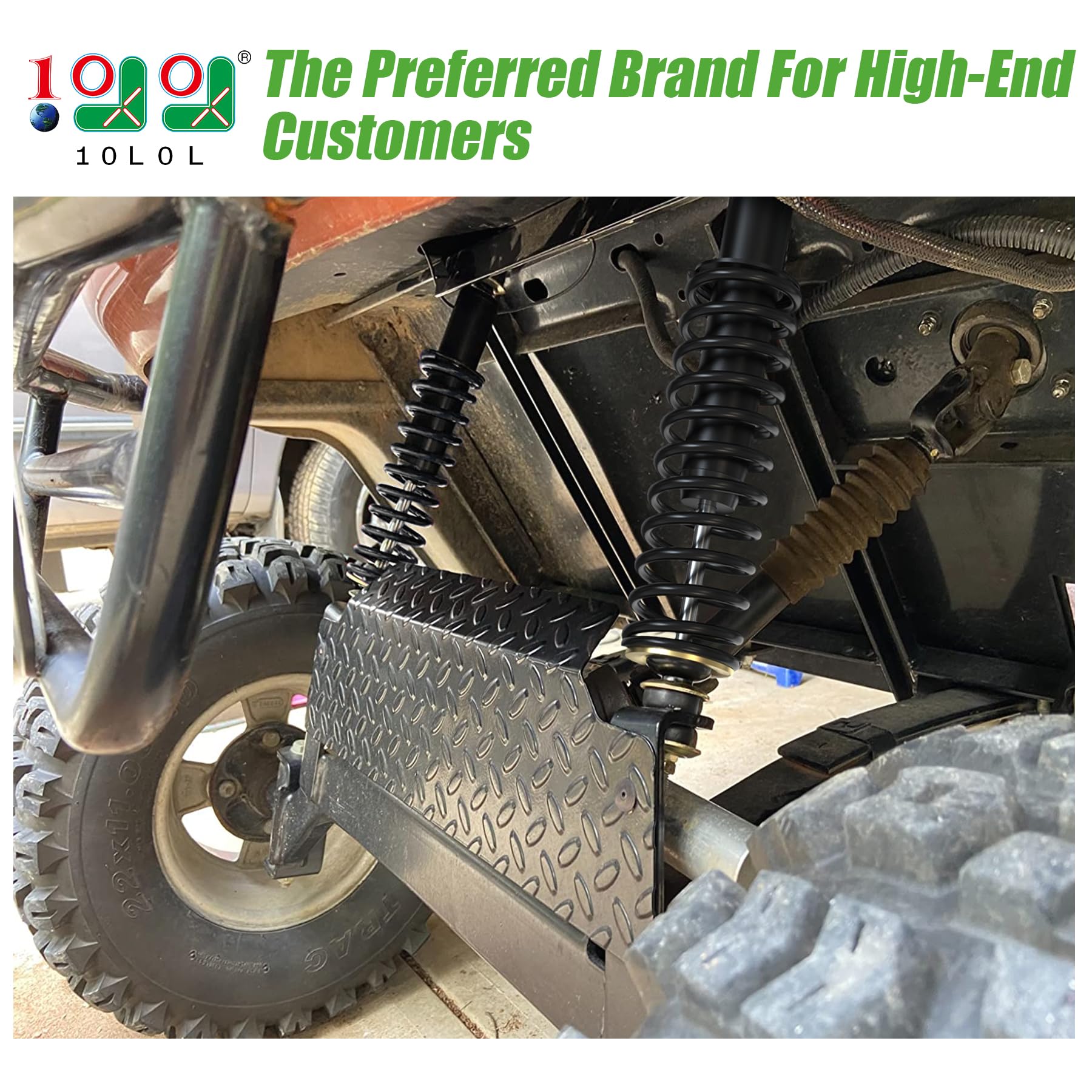 10L0L Golf Cart Front Rear Shock Absorber Set Coil Over Heavy Duty Shock Absorber Bolt Fits EZGO Medalist/TXT 1994+ Newer Gas or Electric, Replaces OEM# 70928-G01 76418-G01 (2 Pack) (Black)