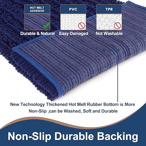 Miniatura 9 de FLOLEOPA Tapetes de baño de microfibra de felpa suave, absorbentes, antideslizantes, se pueden lavar y secar a máquina, para bañera, ducha (17 x 24