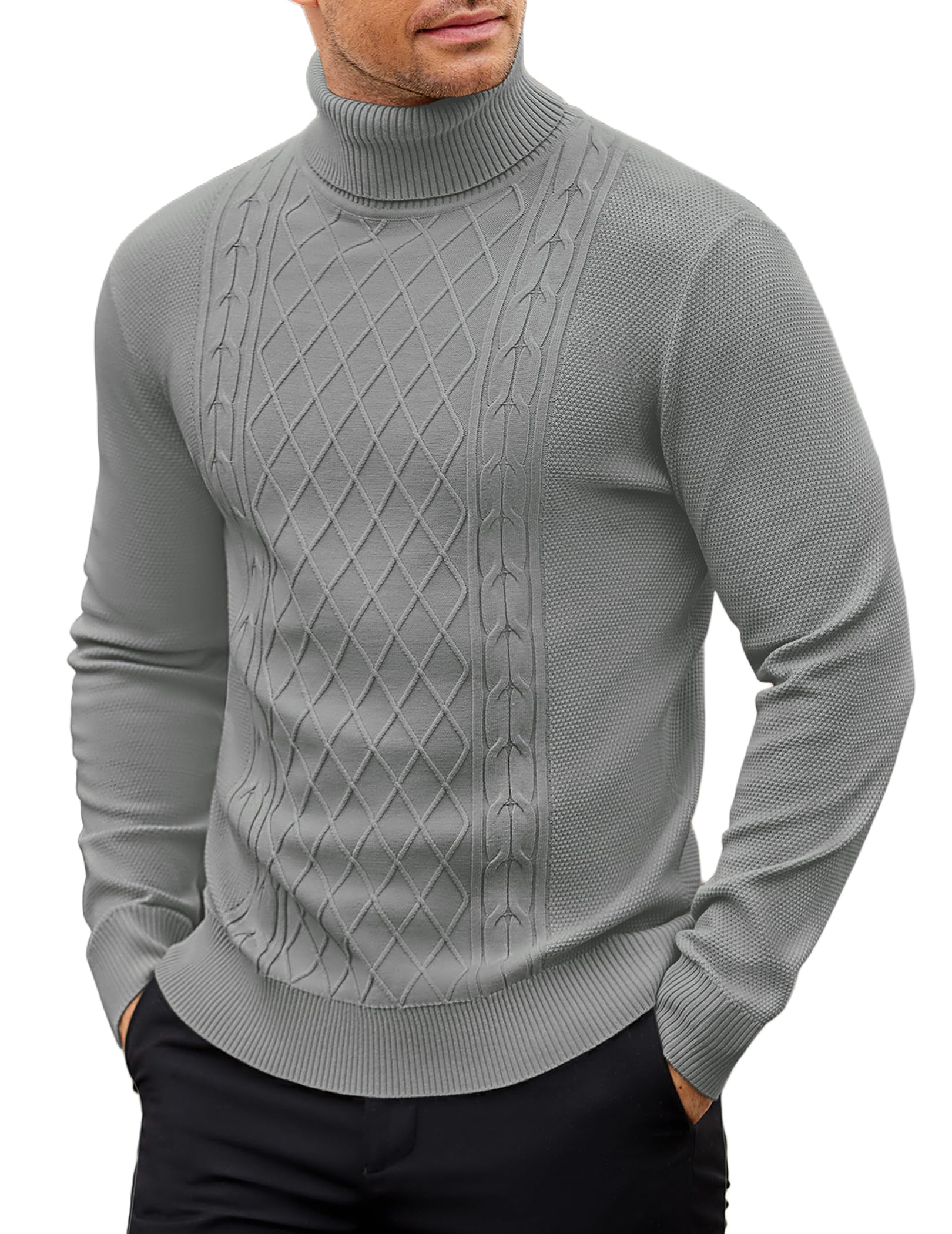 COOFANDY Pullover Herren Rollkragenpullover Dünner Strickpullover Rollkragen Pulli Männer Pullover Business Casual Sweater Winterpullover