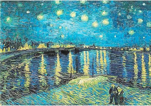 MISITU Rompecabezas de 2000 piezas para adultos noche estrellada sobre el rodón por Vincent Willem Van Gogh desafiantes rompecabezas difíciles de