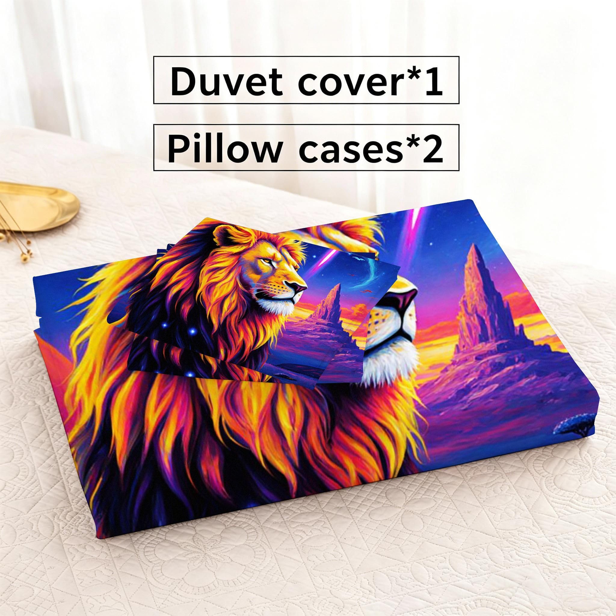 Funda Nórdica Cama 180, 240x260 cm León Amarillo, AQ2238