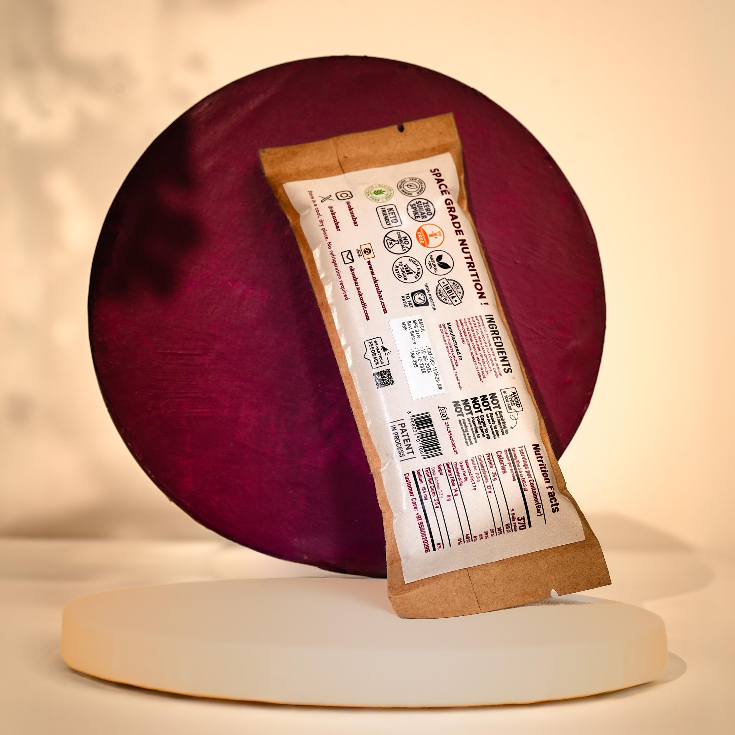 OKUU CHOCO ALMOND TRUFFLE 35G POWERFUL PROTEIN BAR | 14G Fiber, Zero Sugar & Collagen Boost Inside | Pack of 1 — Amazon image 9
