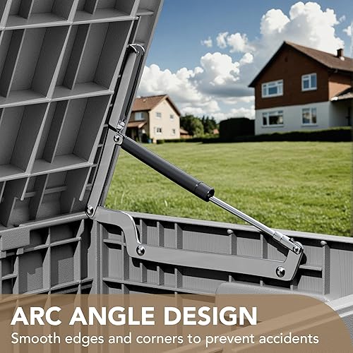 Vista 109 de Devoko Caja de resina de 120 galones, impermeable, para interiores y exteriores, contenedor de almacenamiento grande con cerradura para muebles