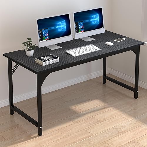 Escritorio para computadora de 47 pulgadas con escritorio más profundo, estación de trabajo de escritorio de oficina en casa con marco de metal