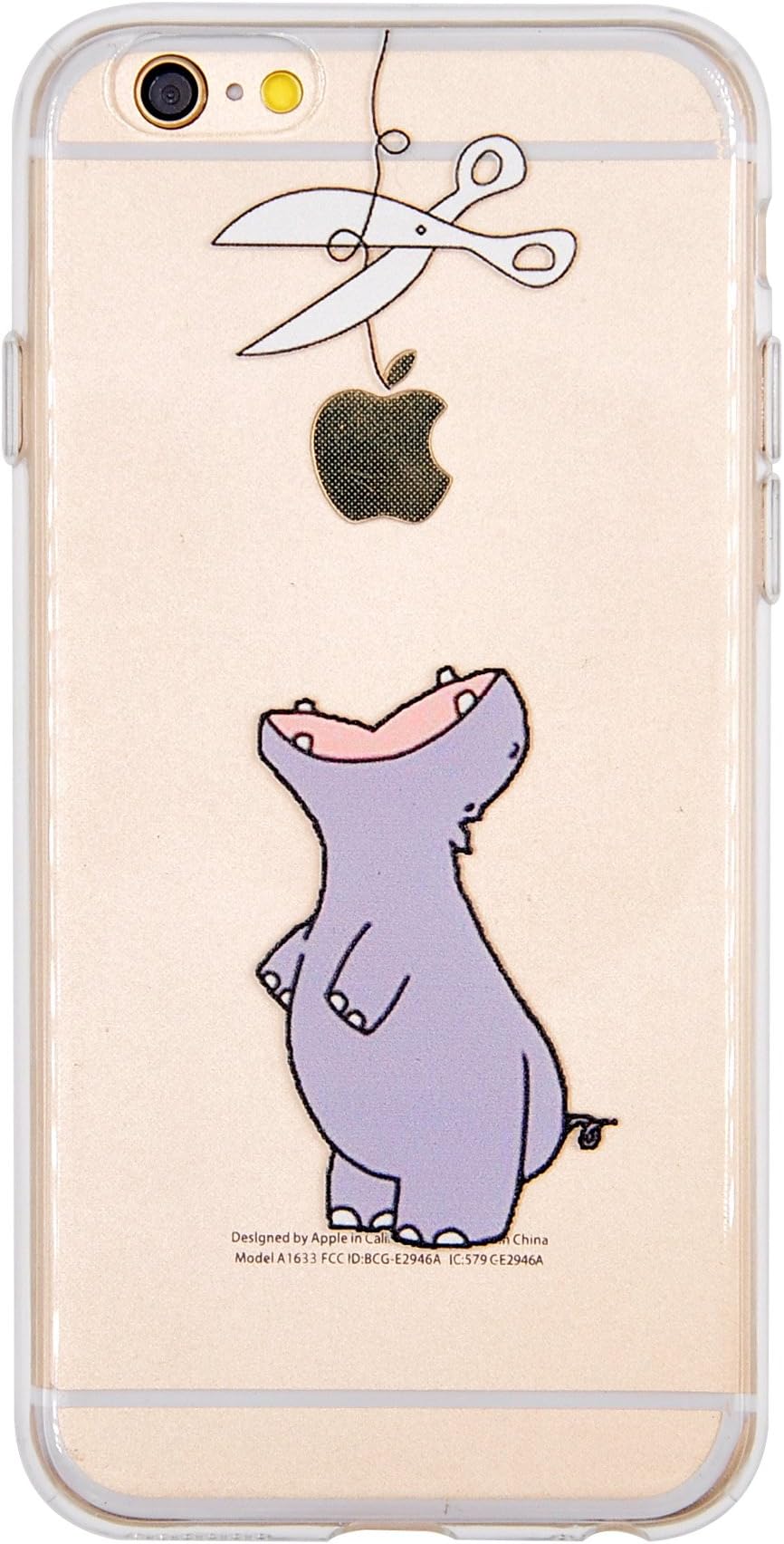 iPhone 6 Case, iPhone 6S Case, Offly Transparent Flexible Silicone TPU Protective Case, Creative Fantasy Pattern for Apple iPhone 6 / 6S - Little Hippo