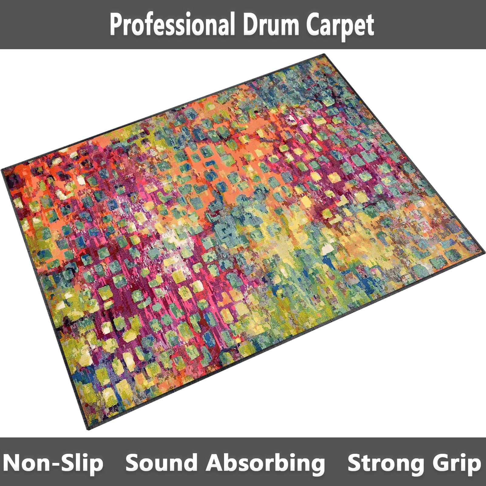 EYZO Drum-Teppich Schlagzeugteppich Trommel Schallschutz Teppich rutschfeste Matte für E Drum Schlagzeug Elektronisch Snare Teppich Snare Drum Musikinstrumente Schalldicht Teppiche, 160CMx100CM