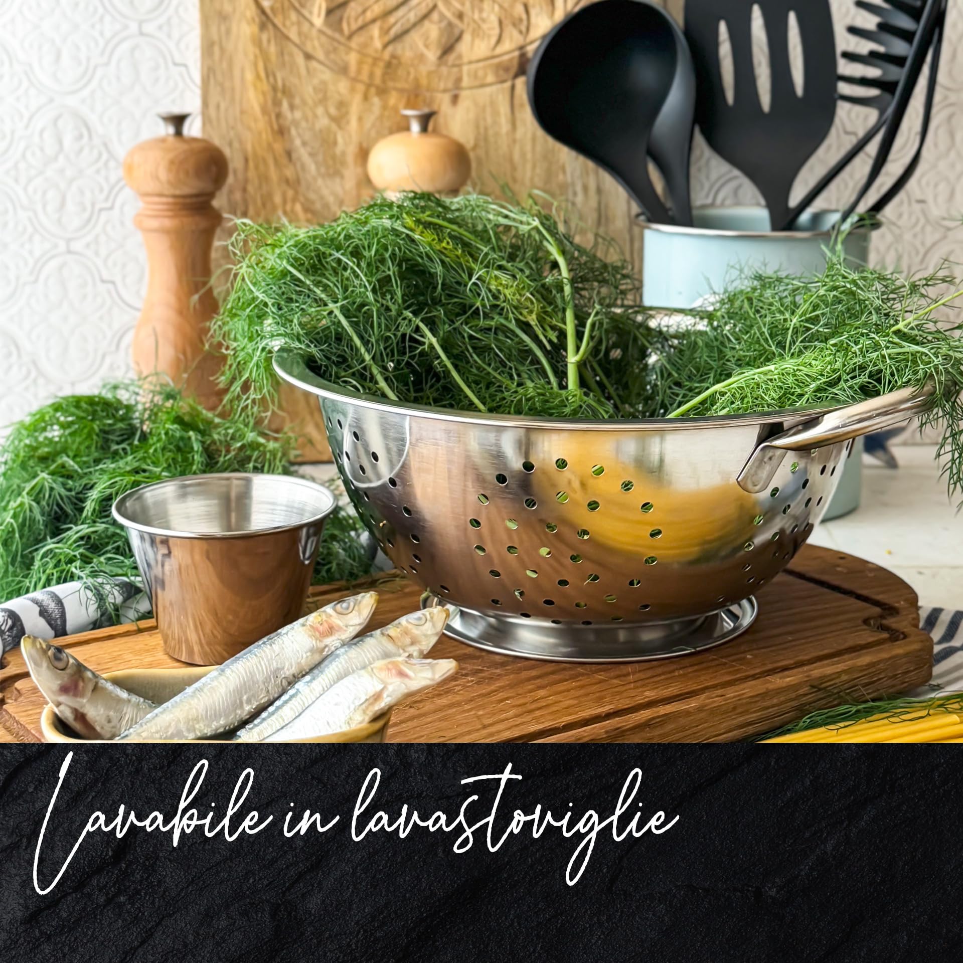 Fackelmann Colapasta Ø 24 cm, acciaio inossidabile, scolapasta per pasta riso verdure