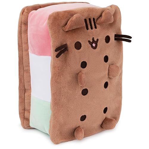 GUND Pusheen Neapolitan Ice Cream Sandwich Pusheen Plush, Stuffed Animal for Ages 8 and Up, Brown, 9.5” - Ice Cream Sandwich 9.5"