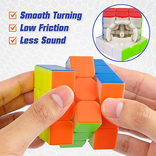 Miniatura 3 de D-FantiX Cubo magnético de velocidad de 3 x 3 x 3 pulgadas, cubo de alta velocidad profesional sin calcomanías, cubo mágico magnético, juguete