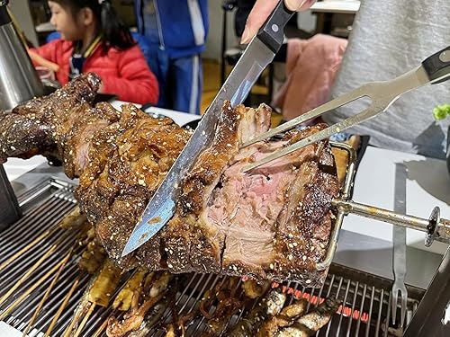 Miniatura 3 de Bandeja de tallado de pollo asado con pinchos de acero inoxidable, plato para servir carne de pavo, juego de tenedores y cuchillo de talla con